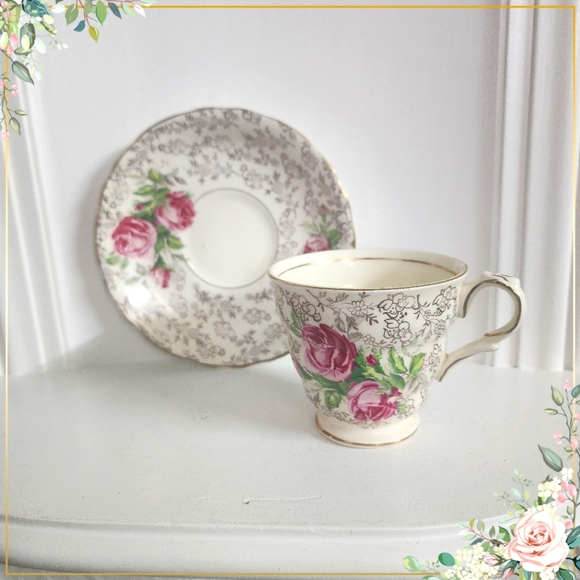 Demitasse James Kent Cup and Saucer june Roses pattern# 3045 - Picture 1 of 6